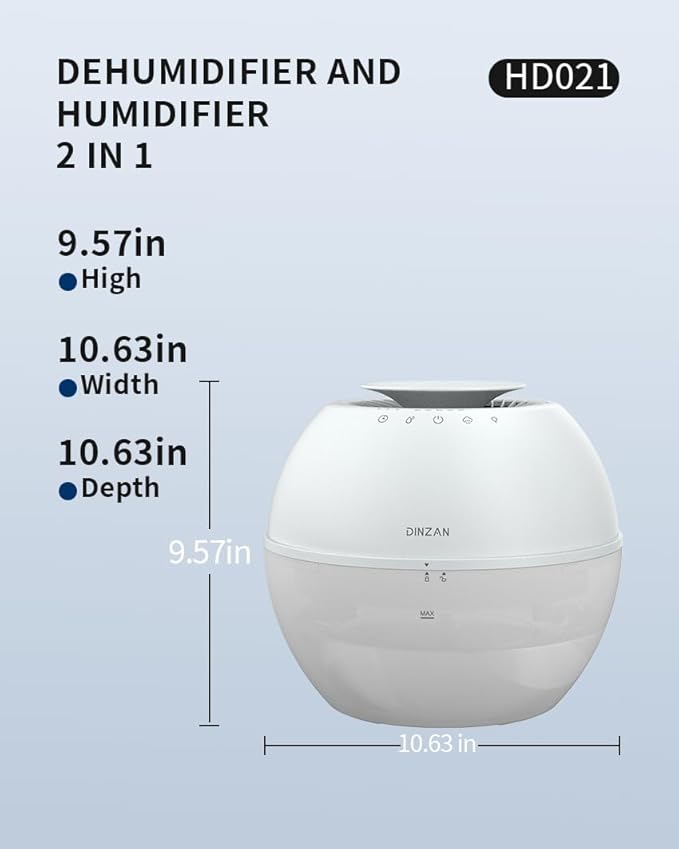 Dual-Function Humidifier & Dehumidifier 152oz Water Tank Steam distillation humidification for Bedroom With Drain Hose Humidifer RV Bathroom Auto Adjustment Timer Setting 7 Color LED Lights