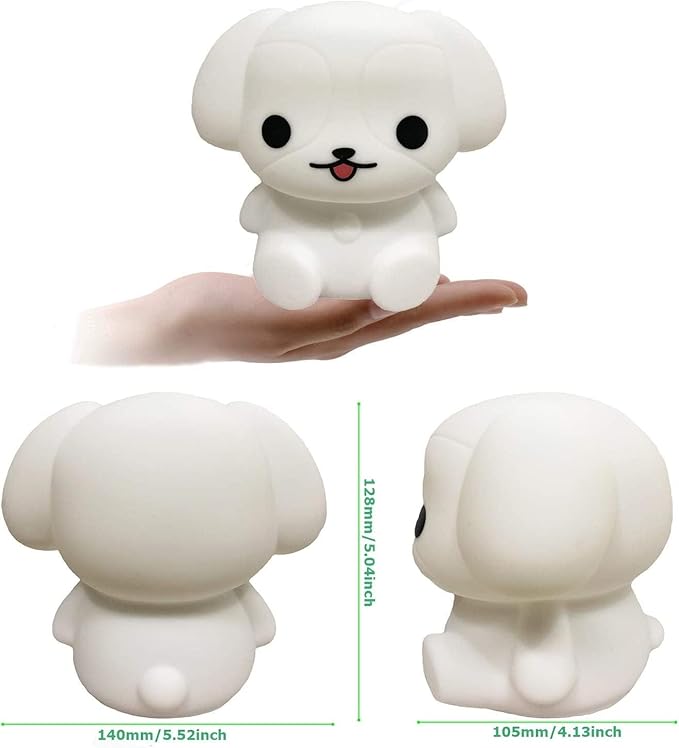 Night Light, Bedside Lamp for Kids, Baby Nursery Lamp for Breastfeeding Safe, Break Resistant, Eye Caring, Adjustable Brightness & Color, Timing Function, Remote Control + Touch Control - Dog