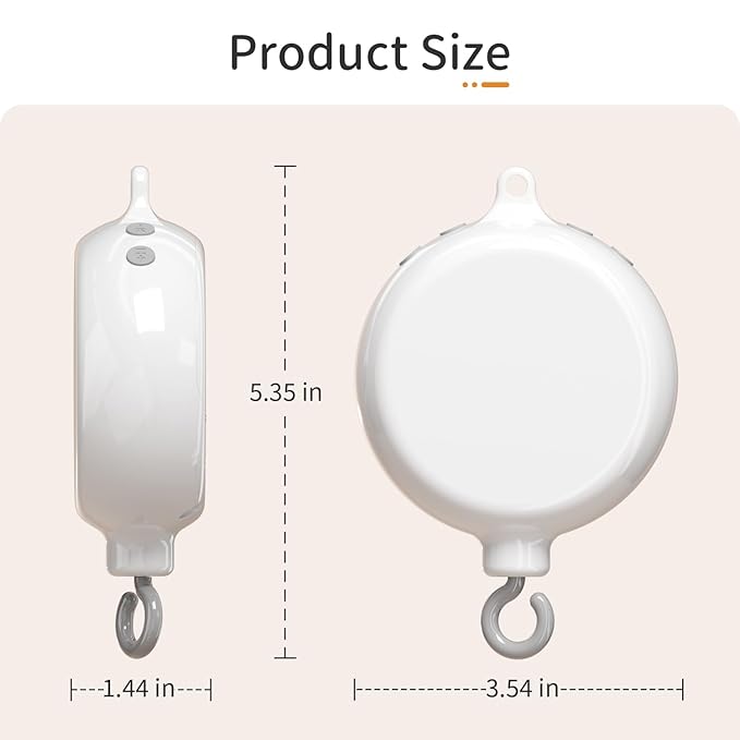 FEISIKE Crib Mobile Motor, Baby Music Box Spinner with 3 Modes（Spin Only, Music Only, Spin & Music 0-100 Volume Control,35 Lullabies,Portable Sound Machine,Auto-Off 30 Minutes, Battery Operated