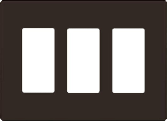 LIDER Matte Finish Decorator Switch Cover, Screwless Wall Plate, Mid-Size 3-Gang 4.88" x 6.77", Unbreakable Polycarbonate Thermoplastic, UL Listed, LSWP-33M-BR, Brown