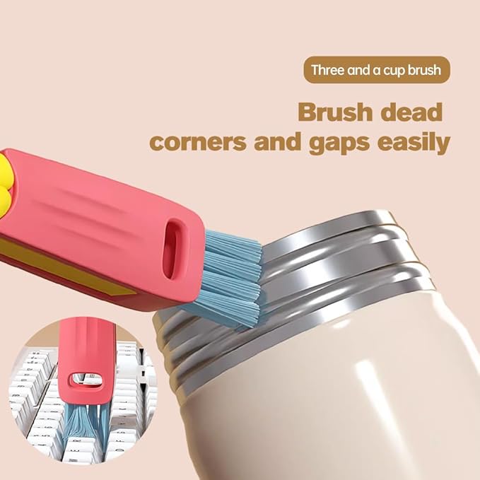 3 in 1 Cup Lid Cleaning Brush, 2025 New Crevice Cleaning Brush for Bottle Gap Tight Spaces, 3 in 1 Multifunctional Cleaning Portable Cup Lid Cleaner with Brush