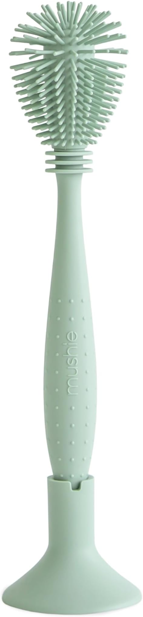 mushie Baby Bottle Brush | Soft Silicone with Suction Base (Cambridge Blue)