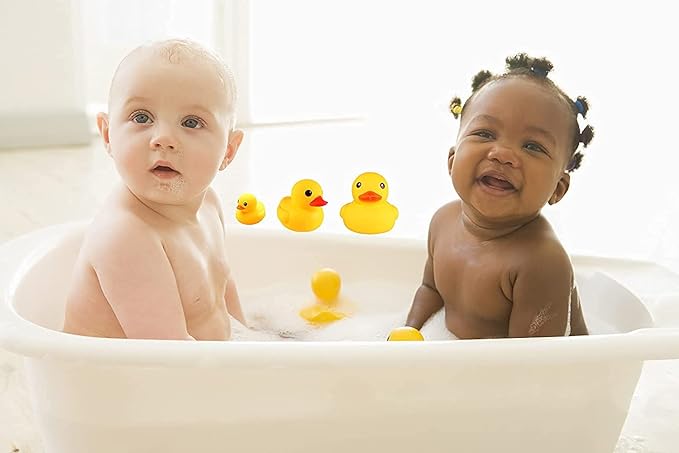 Yellow Rubber Ducks, 7pcs Preschool Large Bath Toys Bathtub Floating Duckies Gift for Baby Shower Infants Kids Toddler Party Decoration (Medium)