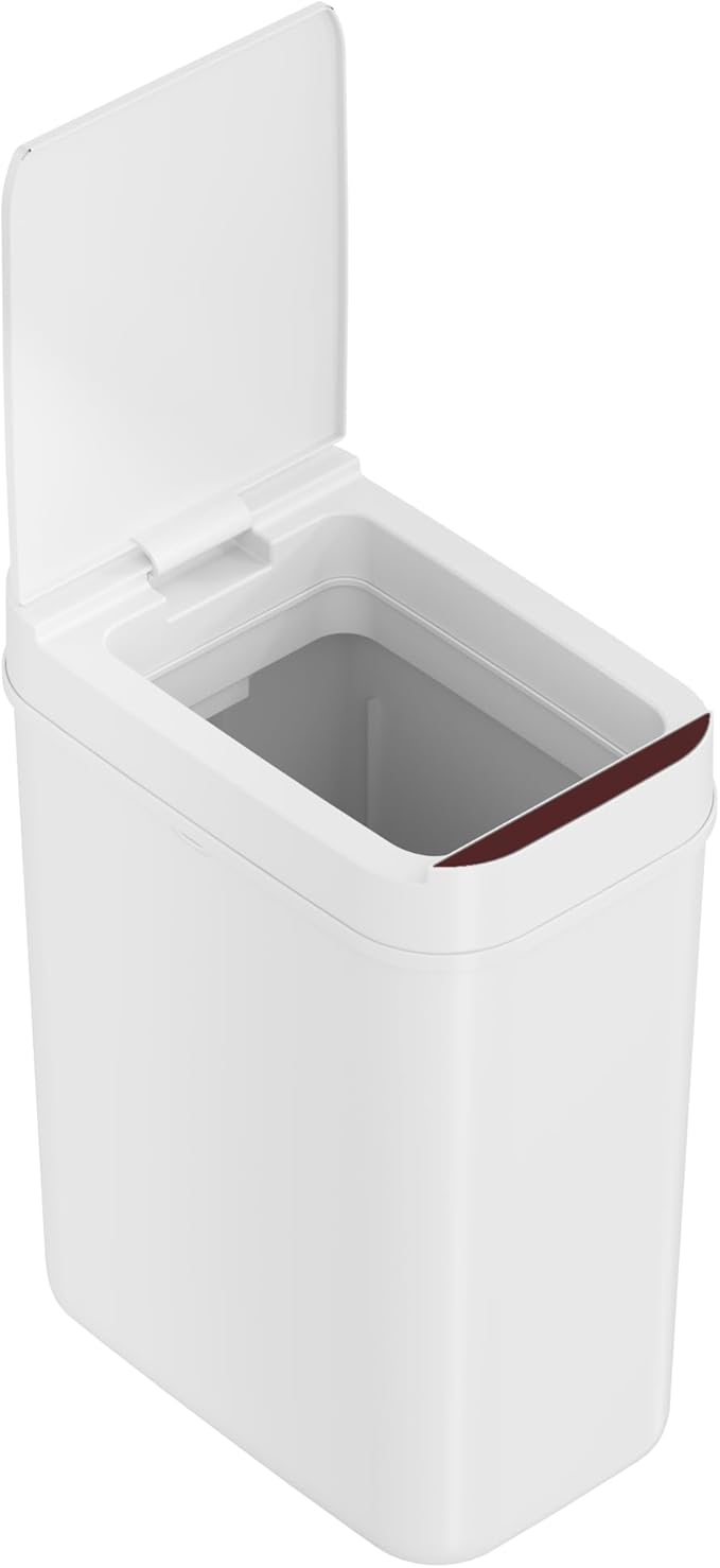 iTouchless 3 Gallon Bathroom Sensor Trash Can, 10 Liter Small Touchless Automatic Slim Garbage Bin with Lid, Smart Narrow Motion Control Commercial Waste Basket for Office, Bedroom, White