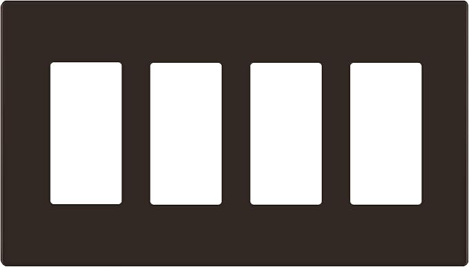 LIDER Matte Finish Decorator Switch Cover, Screwless Wall Plate, Mid-Size 4-Gang 4.88" x 8.58", Unbreakable Polycarbonate Thermoplastic, UL Listed, LSWP-34M-BR, Brown