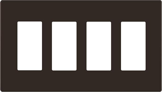 LIDER Matte Finish Decorator Switch Cover, Screwless Wall Plate, Mid-Size 4-Gang 4.88" x 8.58", Unbreakable Polycarbonate Thermoplastic, UL Listed, LSWP-34M-BR, Brown