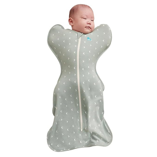 Love to Dream Swaddle Up Original, Arms Up Position, Light and Ultra Breathable Cotton - Wearable Blanket - 1.0 TOG - (20-24°C) Ideal for Moderate Temps (Moon Olive, Medium, 6–8.5kg)