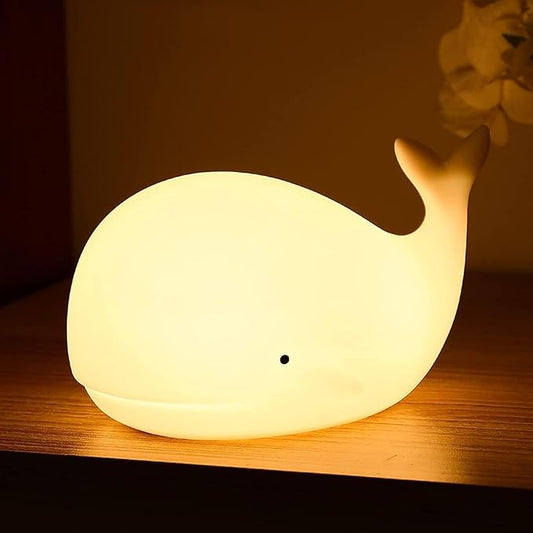 LOVERUIS Whale Night Light Silicone 7 Colors Dimmable 3 Hours Timer Whales Baby Light Decor Room Ocean Baby Nursery Decors Gift Kids