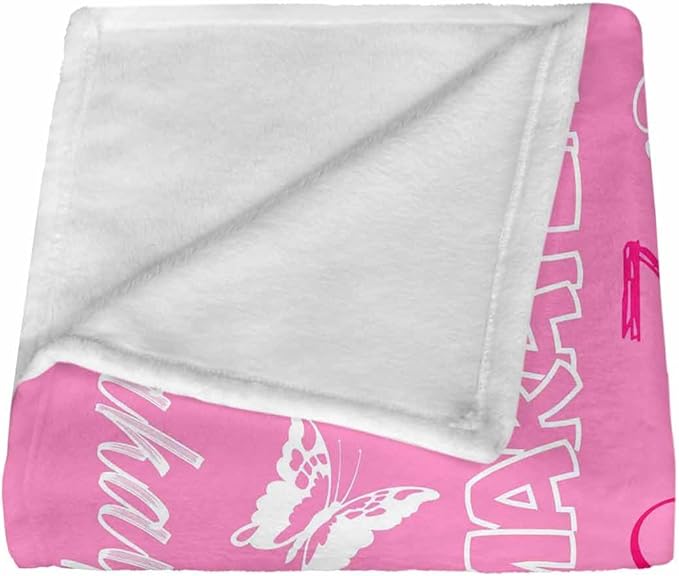 Personalized Name Blanket for Girls Boys Butterfly Blanket with Babys Name for Infant Toddler Custom Newborn Swaddle Blankets for Baby Showers Strollers Blanket for Kids Niece Nephew