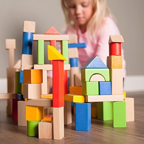 Fat Brain Toys Timber Blocks - 100 Piece Wooden Block Set - Classic Preschool Toy