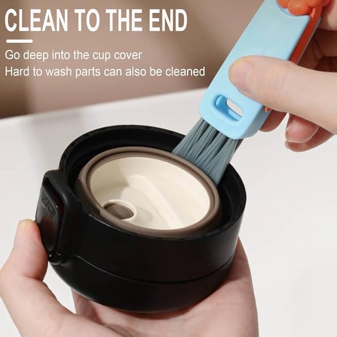 3 in 1 Cup Lid Cleaning Brush, 2024 New Crevice Cleaning Brush Set for Baby Bottle Gap Tight Spaces Cup, 3 in 1 Multifunctional Cleaning Brush Portable Cup Lid Cleaner with Brush(B)