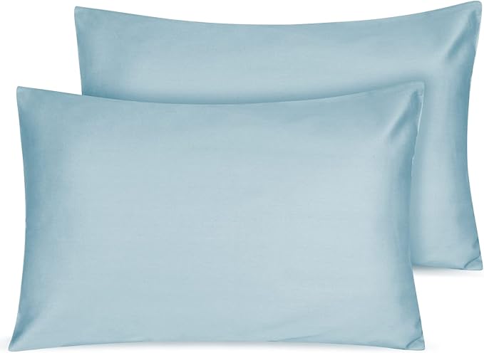 Organic Cotton Toddler Pillowcase 2 Pack, 14 x 20 Travel Pillow Case Cover for Babies, Kids, Boys and Girls, Soft and Breathable Small Pillow Cases with Envelope Closure, Sterling Blue