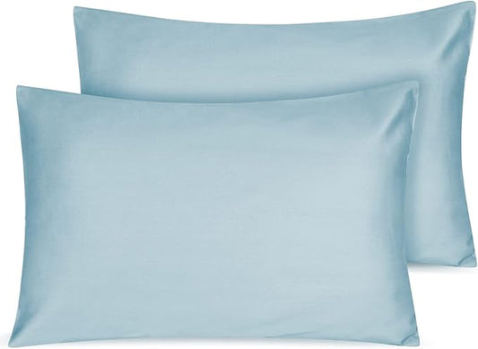 Organic Cotton Toddler Pillowcase 2 Pack, 14 x 20 Travel Pillow Case Cover for Babies, Kids, Boys and Girls, Soft and Breathable Small Pillow Cases with Envelope Closure, Sterling Blue