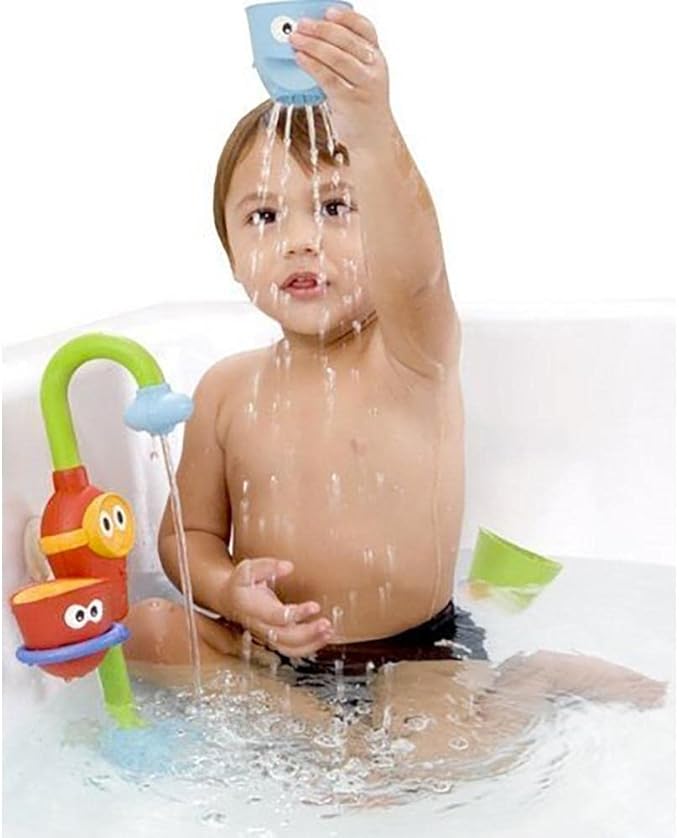 Yookidoo Toddler and Baby Bath Toy (Ages 1-3): Flow N Fill - 3 Stackable Play Cups - Battery Operated Interactive Hose Toy & Tumblers with Multiple Play Aspects - Make Bath Time Maigcal (No Mold)