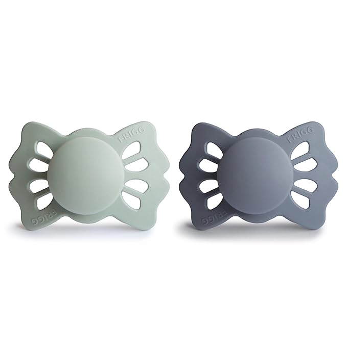 FRIGG Lucky Symmetrical SilkySoft Silicone Baby Pacifier | Made in Denmark | BPA-Free (Sage/Great Gray 0-6 Months)