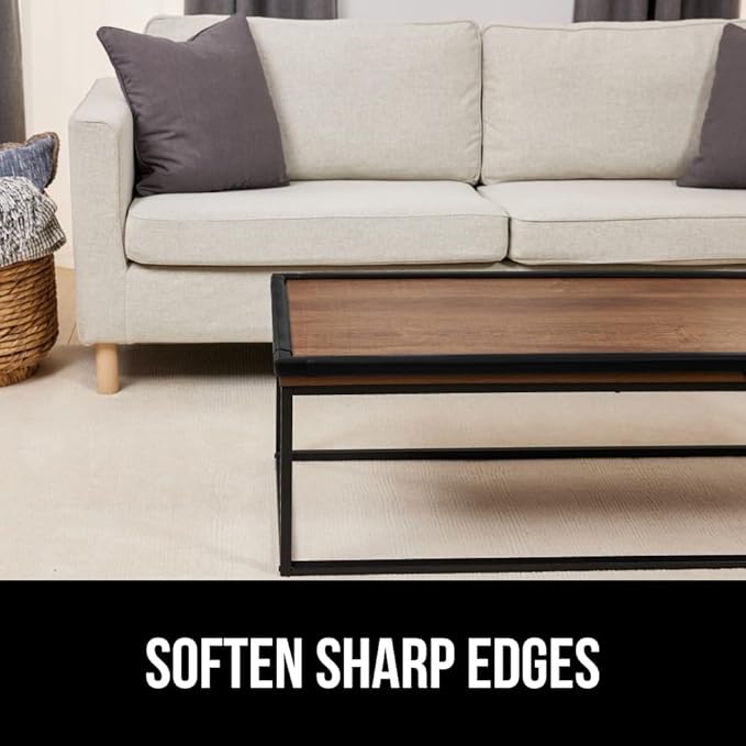 GORILLA GRIP Baby Proof Corners and Edges for Furniture, Kid Proofing Adhesive Table Corner Protectors, Heavy Duty Soft Rubber Foam Protection, Includes 8 Protective Safety Guards, 10 Feet, Black