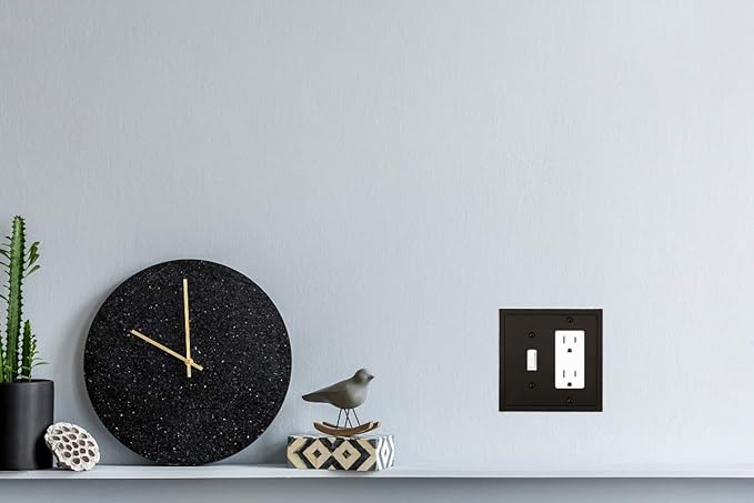 Modern Edge Decorative Wall Plate Switch Plate Outlet Cover, Durable Solid Zinc Alloy (Toggle/Decorator, Matte Black)