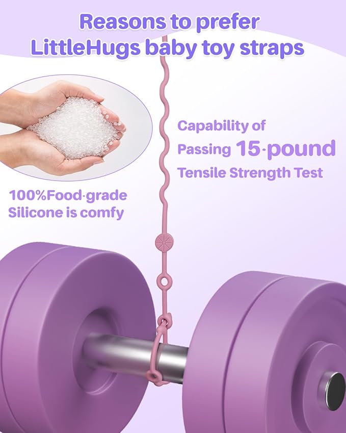 Toy Straps for Baby, 6pcs Adjustable Toy Holder for Stroller Accessories, Silicone Tether Pacifier Clip, No Throw Travel Essential Leash for High Chair, Car Seat