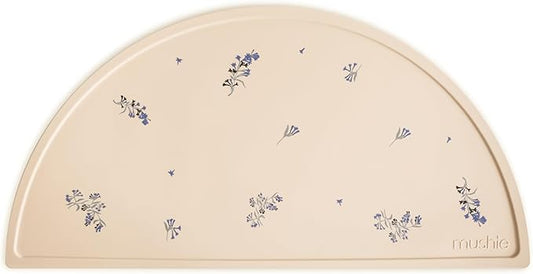 mushie Silicone Placemat for Kids | BPA-Free Non-Slip Design (Lilac Flowers)