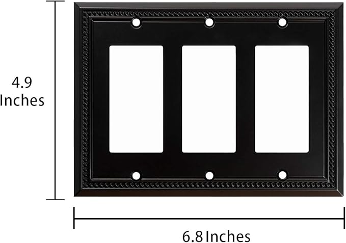 Henne Bery Sunken Pearls Heavy Duty Decorative Wall Plate Switch Plate Outlet Cover (Triple Decorator, Matte Black)