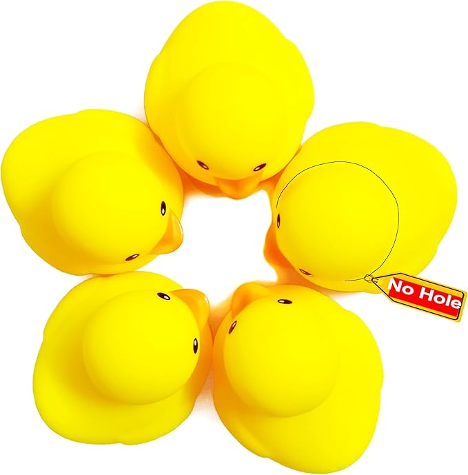 No Bebe Waterproof 5Pcs 2 inch Rubber Yellow Duck/Ducikes Bath/Pool/Water Float Toy Stuffed with Sealed Plug Without Hole or with No Hole for Kids in Bulk