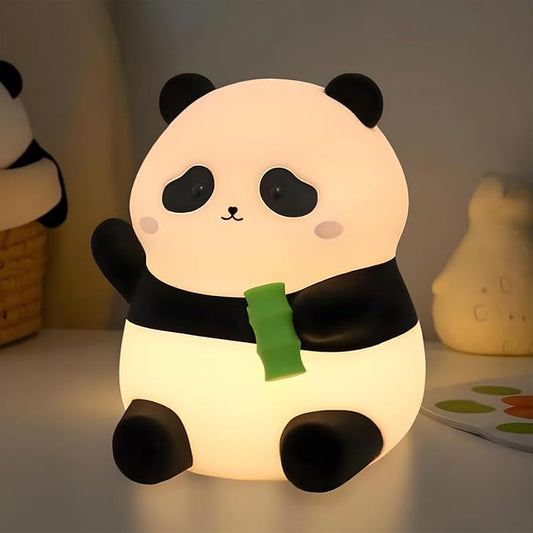 Cute Panda Silicone Night Light, LED Squishy Lamp with 12H/50H Long Battery Life, 2 Levels Brightness by Tap Control, Rechargeable Soft Light for, Kids Bedroom Decor & Gifts for Boys Girls