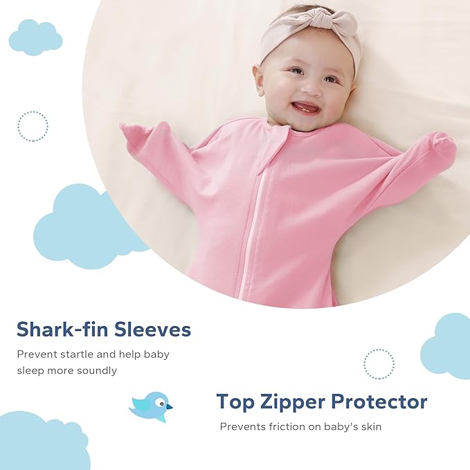 ZIGJOY Shark-Fin Transition Swaddle - 1.0 Tog Baby Sleep Sack Soft Cotton Transitional Swaddle Baby Wearable Blanket