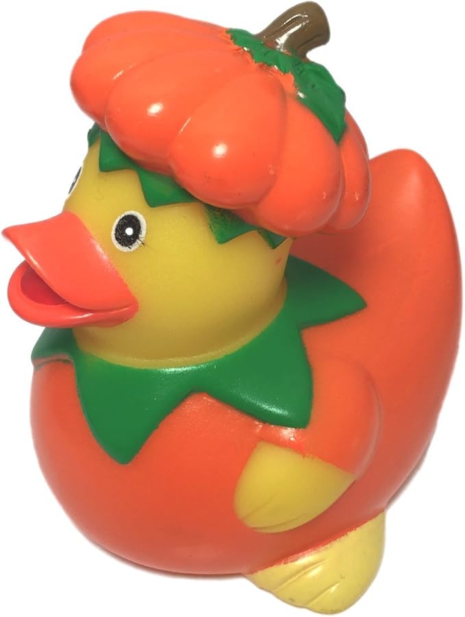 3" Halloween Pumpkin Rubber Duck [Sealed Hole, Floats Upright] - Baby Safe Bathtub Bathing Toy