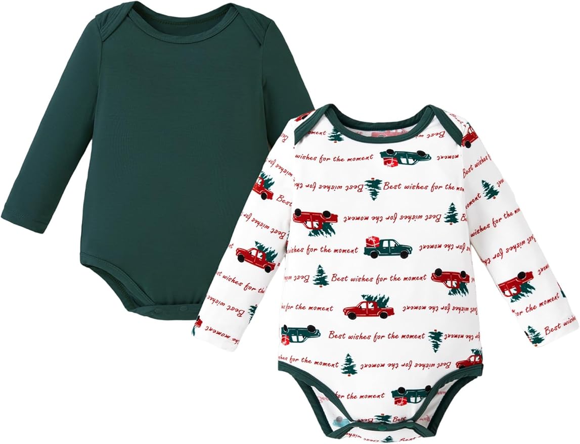 PATPAT Baby Bodysuits - Soft Viscose Made from Bamboo - Long Sleeve Funny for Boys and Girls -Newborn Infant Toddler Clothes