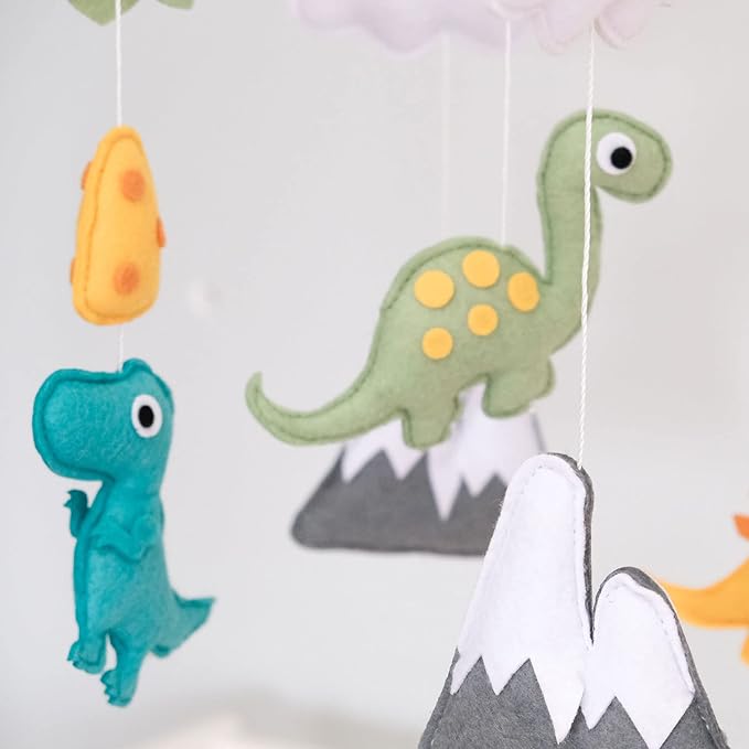 Dinosaur Baby Crib Mobile, Dino Baby Mobile, Neutral Nursery Mobile Decoration for Pack N Play, for Baby Boy & Girl