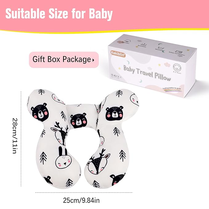 KAKIBLIN Baby Neck Pillow, Upgraded Baby Support Pillow,Babies Head Pillow,Neck Support Pillow for for Car Seat,Pushchair,Travel (Bear)