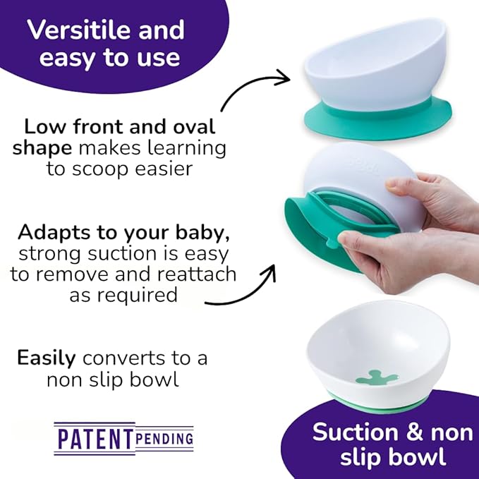 doddl Toddler Utensils, Ergonomic Fork and Spoon Set for Self Feeding, Stainless Steel Silverware for 1-3 Year Olds, BPA Free, Dishwasher Safe (Aqua + Bowl)