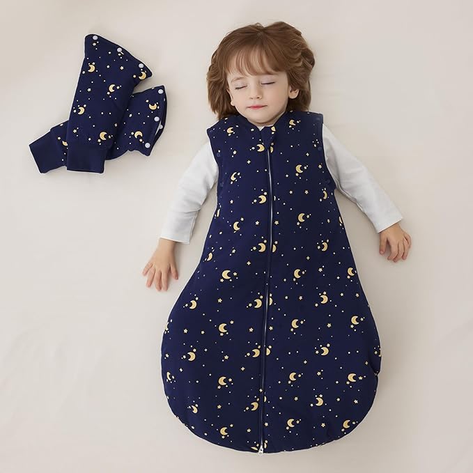 Duomiaomiao 3.5 TOG Baby Sleep Sack 100% Cotton Winter Long Sleeve Baby Wearable Blanket, Super Warm Quilted Comfy Toddler Sleeping Sack
