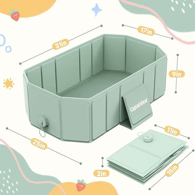 Captainbear Baby Bathtub for Infants to Toddler, Non-slip Baby Bath Tubs with Bathtub Support, Collapsible Toddler Tub for kids, Foldable&Portable Travel Baby Bath Tub for Sink Bath,Tub,Bathroom,6M-5Y