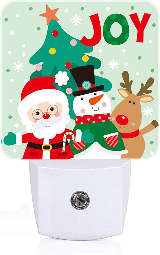 Santa Claus Snowman and Reindeer Night Light,Plug Into Wall with Dusk to Dawn Light Sensors, Warm Nightlights for Bedroom, Bathroom, Hallway, Kitchen, Gifts Ideal for Boys Girls Women Men