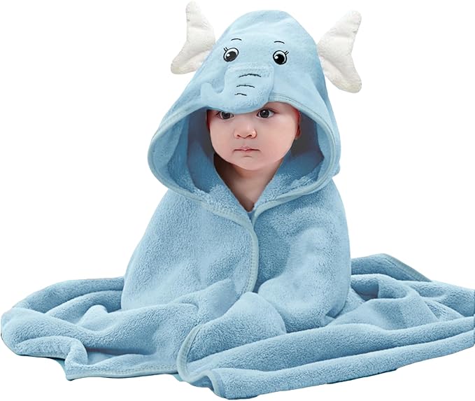 Baby Hooded Towels,31 x 31 in Baby Washcloths, Infant Super Soft Baby Bath Towels with Hood for Toddlers1-3,Highly Absorbent Viscose Hooded Towel for Boys, Girls, Newborn Essentials