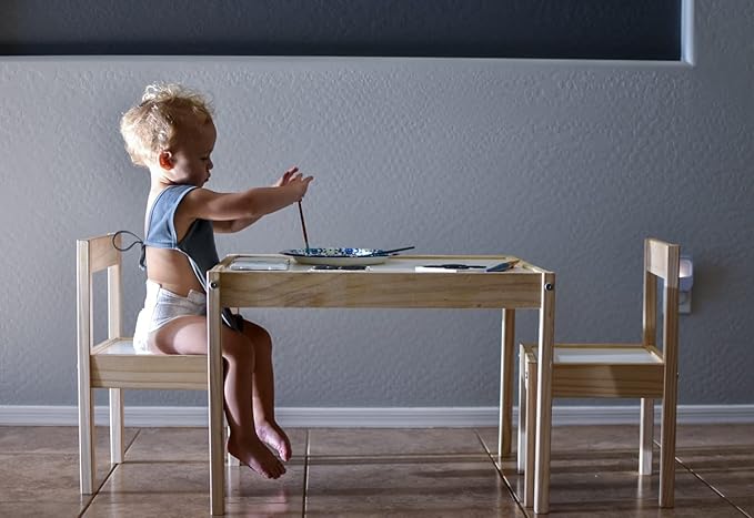 BapronBaby Minimalist Slate Bapron - No Neck Tie Safer Bib for Baby & Toddler - Soft Waterproof Stain Resistant - Machine Washable - Sz Preschool 3-5yrs