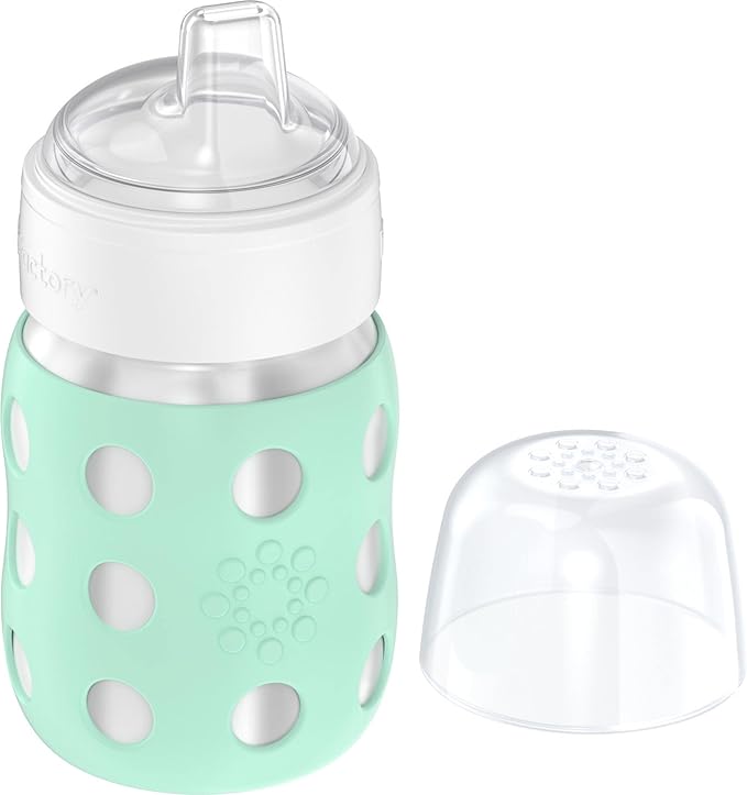 Lifefactory 8-Ounce Stainless-Steel Vacuum-Insulated Wide-Neck Baby Bottle with Sippy Nipple, Mint (LS2251WMI4)