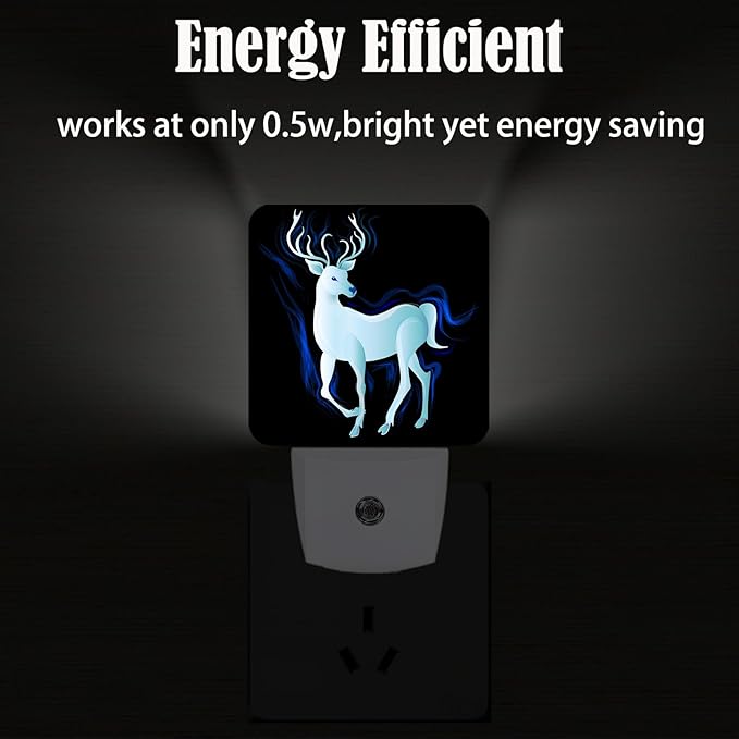 Blue Deer Night Light,Plug Into Wall Decor for Stairway,Hallway,Kitchen,Dusk to Dawn Sensor Nightlights for Boys/Girls/Women/Men Room Gifts