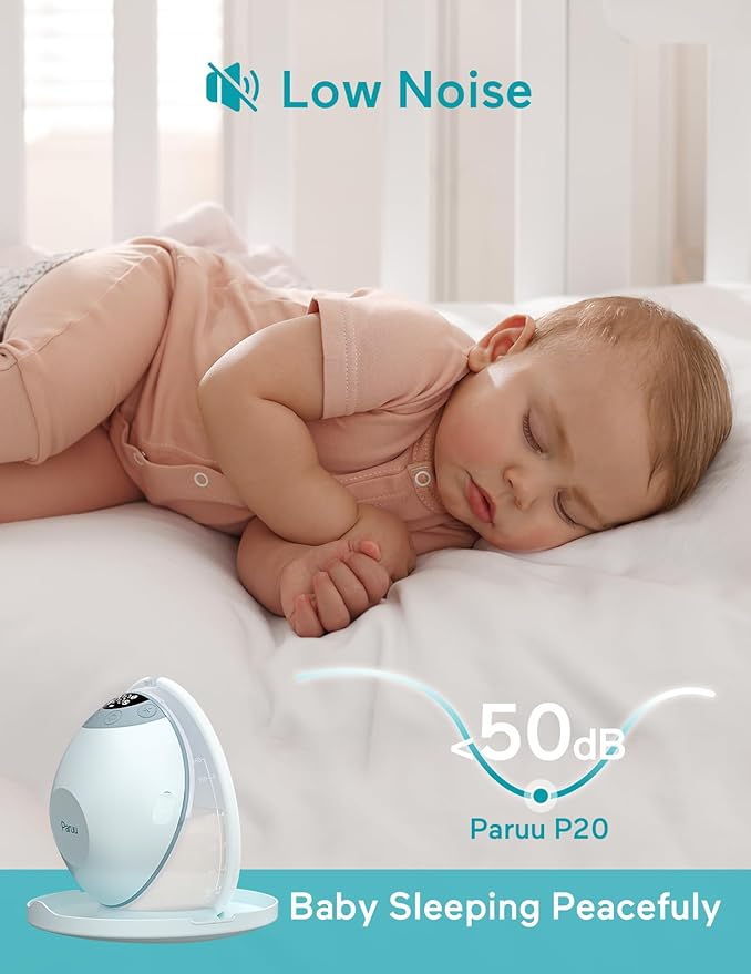 Paruu P20 Electric Breast Pump Hands Free, 4 Modes & 12 Levels Suction with 19/21/24mm Double-Sealed Flange/Insert, Wearable & Portable, Visual Design of Time and Milk Volume (2 Pack, Light Green)