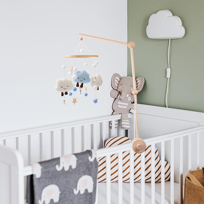 Baby Crib Mobile Arm - 30 Inch Wooden Mobile Hanger for Crib, Baby Mobile Holder for Baby Girls Boys Nursery Decor - with Anti Slip Attachment