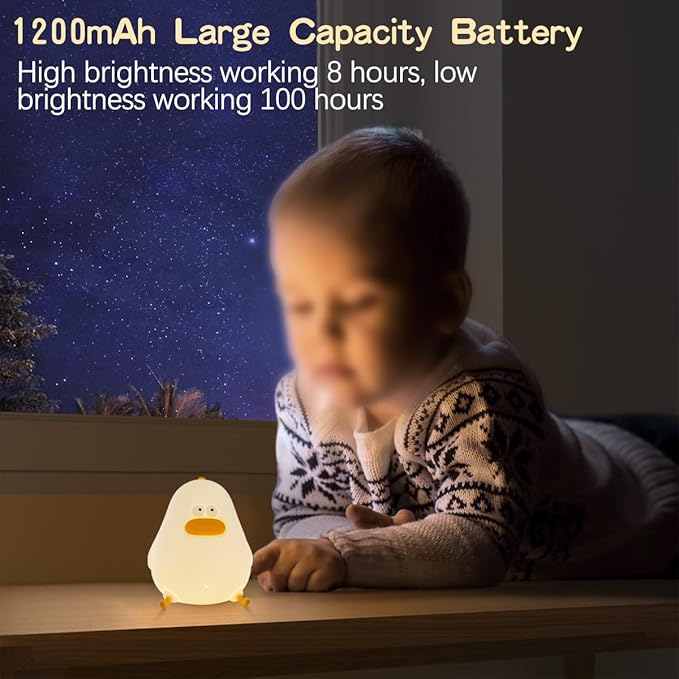 Night Light for Kids, Cute Silicone Nursery Chick Lamp for Baby and Toddler, Animal Night Light for Boys and Girls, Squishy Bedside Lamp for Kids Room