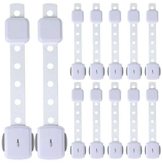 Fursafe&Q Cabinet Locks Baby Proofing, Baby Drawer Safety Locks -Adhesive Child Safety Lock Straps Adjustable Door Latch for Fridge Toilet Oven No Drill Furniture Kitchen Lock