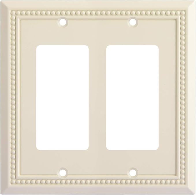 Henne Bery Sunken Pearls Heavy Duty Decorative Wall Plate Switch Plate Outlet Cover, Durable Solid Zinc Alloy (Double Decorator, Light Almond)