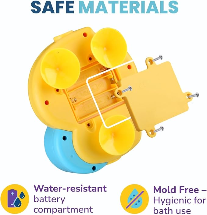 Yellow Duck Water Spray Suction Cup Toddler Bath Toy for Boys and Girls - 18+ Months and Up - Features Waterproof Recycling Water Pump with Multi-Spray Modes for Bathtime Water Play in Bathtub