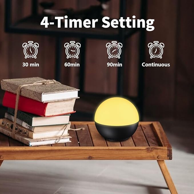 Portable Small Sound Machine Baby Night Light White Noise Machine with 12 Color Night Lights 30 Soothing Sounds Auto-Off Timer Adjustable Brightness for Baby Kids Adult & Home Office and Travel