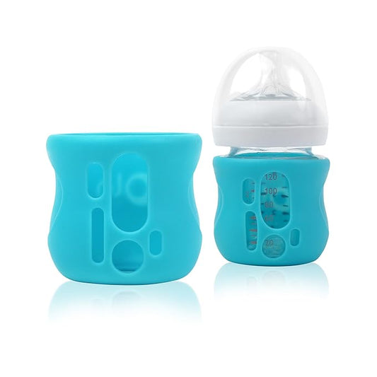 Olababy Silicone Sleeve for Avent Natural Glass Baby Bottles (4 oz, Blue)