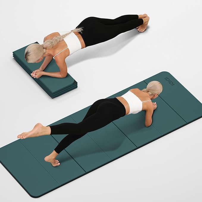 Foldable Yoga Mat Extra Thick 0.32 Inches Eco-Friendly POE Material, Non-Slip Design Fitness Mats, Multi-Purpose Workout Mats For Studio or Home Use (70 x 24 x 0.32 inches）