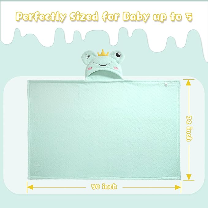 Baby Towels with Hood,2-Pack Baby Towels with Hood for Toddlers 1-3 0-5 Years, Super Soft Thick Absorbent Premium Coral Fleece Bath Towels Kids 50"x32",Green Frog & White Sheep Set