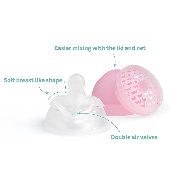 Herobility Double Anti-Colic Baby Bottles – 12 fl oz/340ml – 4-Pack – Multicolor – White, Gray, Pink, Hawthorn Rose